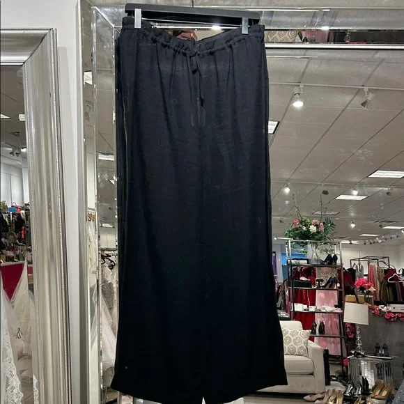 Chic GUCCI Women’s Black Gauze Linen/Rayon Drawstring Pants - Picture 1 of 3